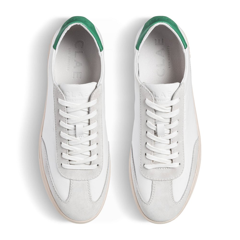 CLAE DEANE Shoes Womens USA584-O76 In White Leather Pine Green